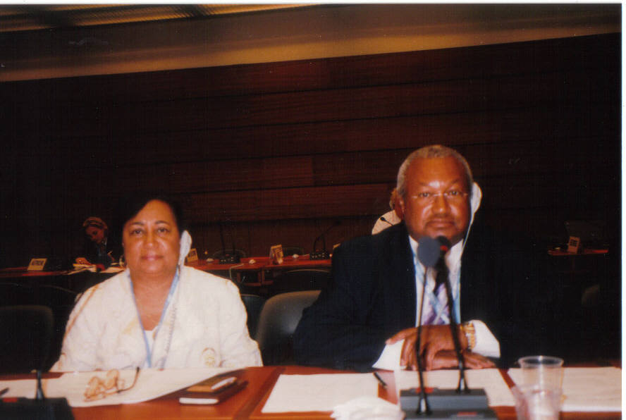 Atty. Harriett AbuBakr Muhammad and Mr. Silis Muhammad during a session of the Working Group on Minorities